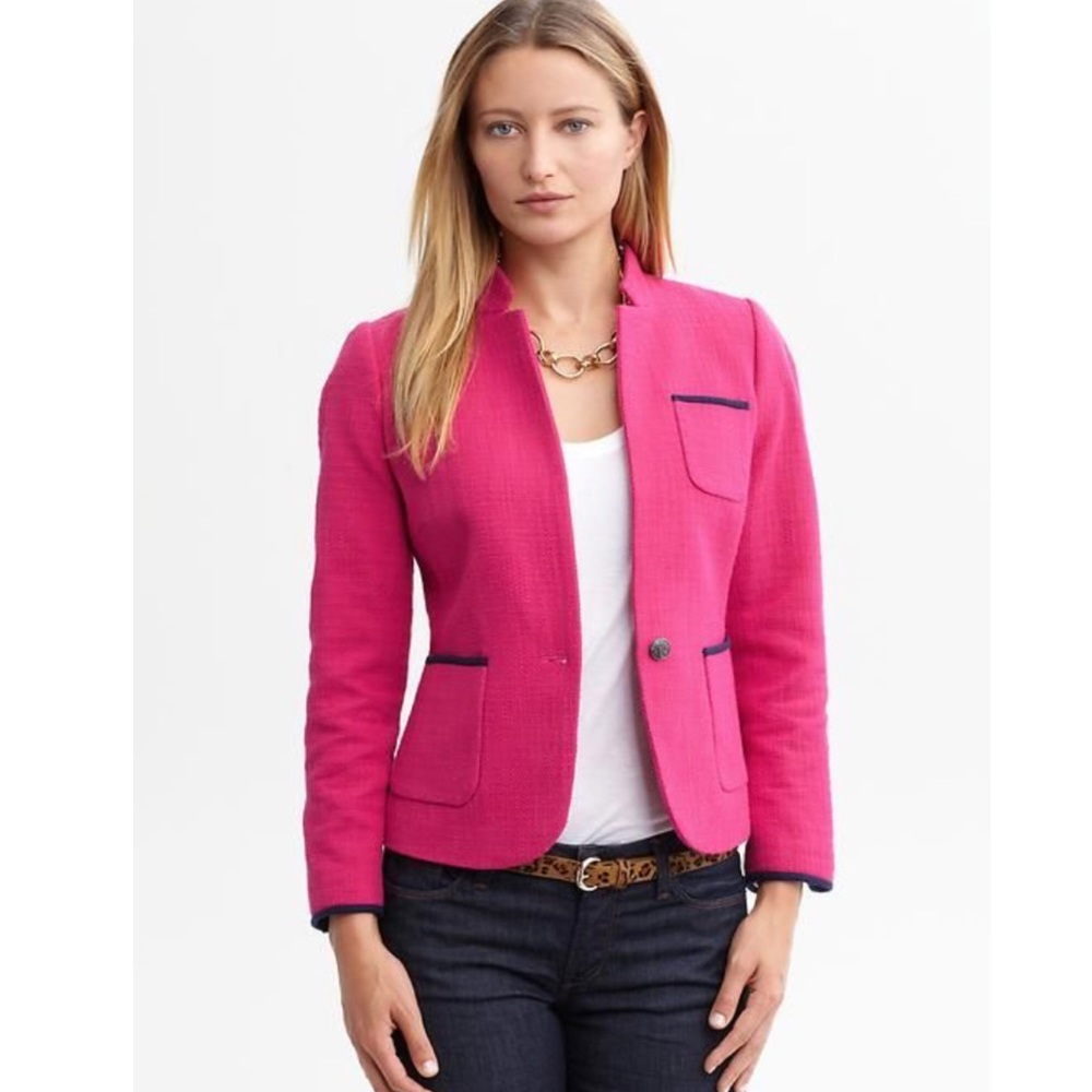 Banana Republic Pink Navy Trim Blazer