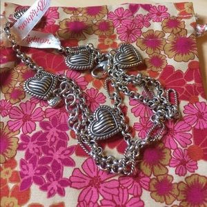 Brighton bracelet adj multiple heart charms