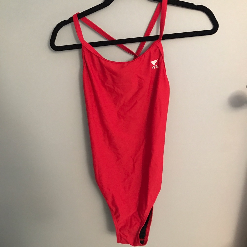 red lifeguard one piece swimsuit