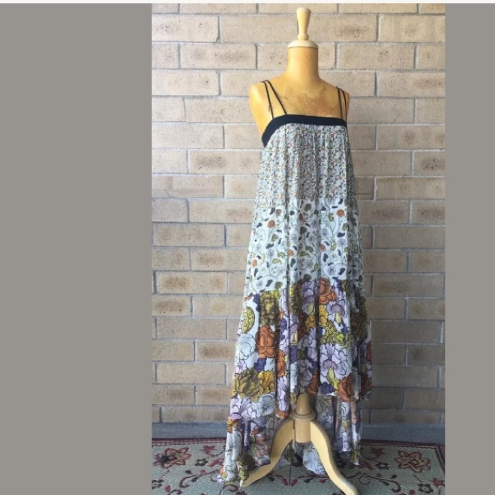 $1650 Proenza Schouler Tiered Silk Floral Dress S