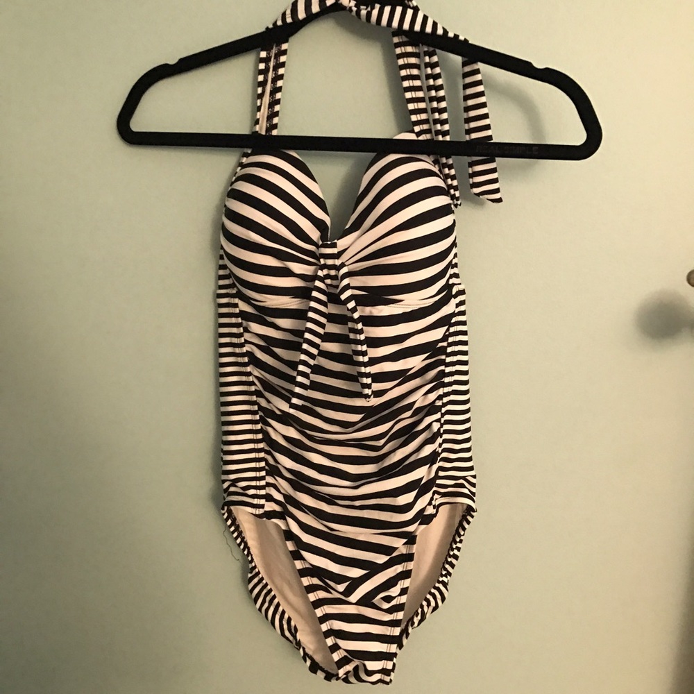 b&w striped one piece halter