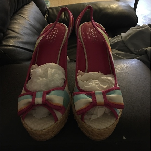 Authentic Coach Peep-Toe Water Colors Espadrilles - Picture 2 of 4