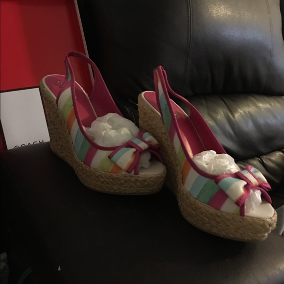 Authentic Coach Peep-Toe Water Colors Espadrilles - Picture 3 of 4