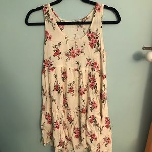american eagle floral cream swing dress