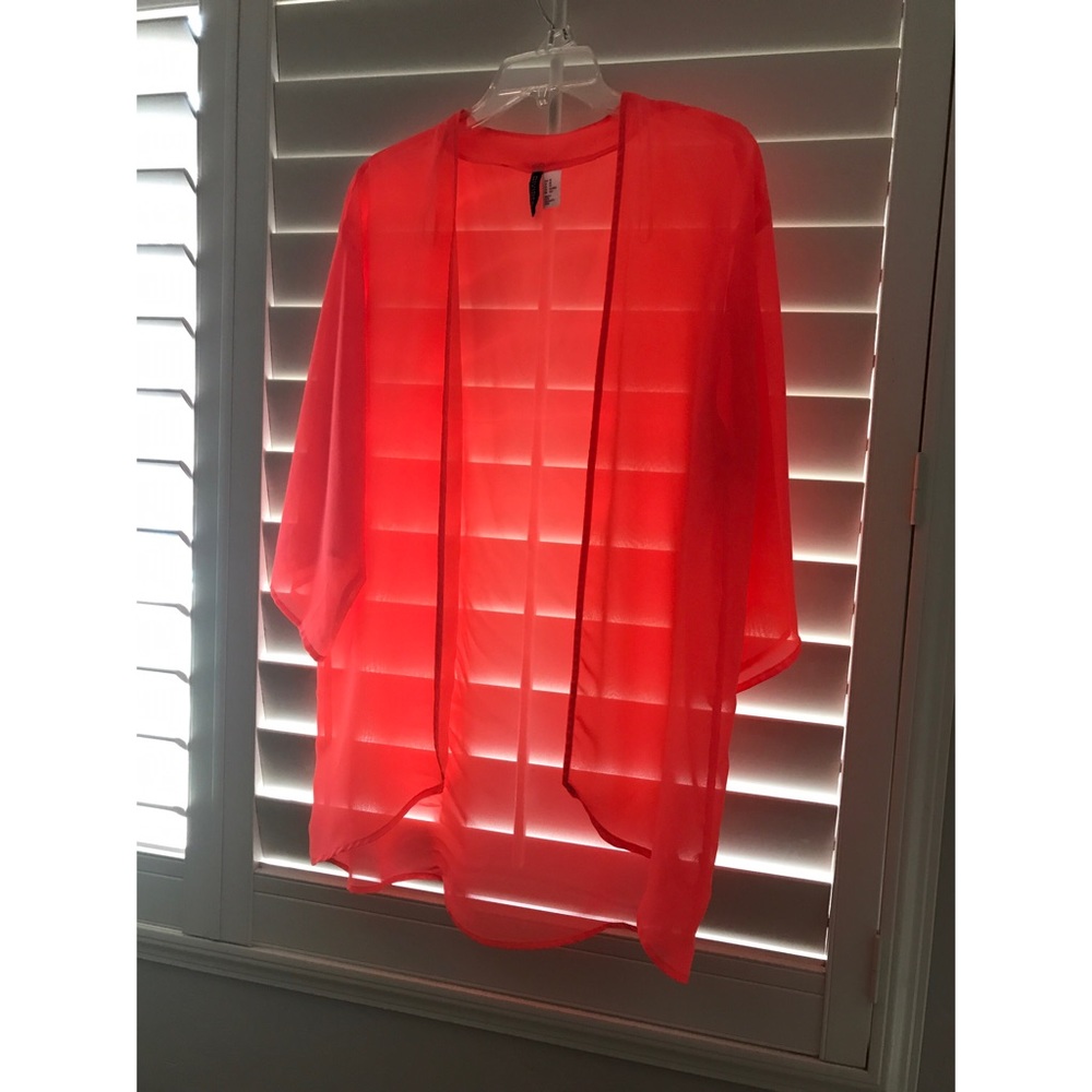 Neon coral/orange kimono cardigan