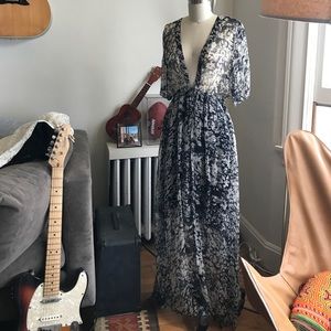 NWT GANNI deep V dress