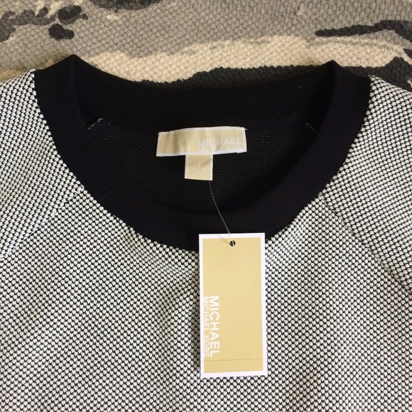 MK black and white textured pullover sweater L - Picture 4 of 7