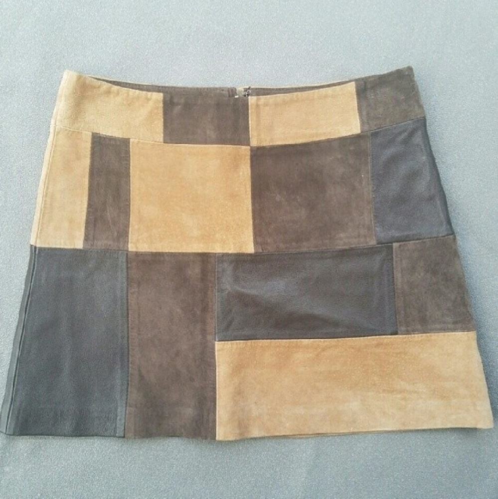 Bebe Genuine Leather Patch Skirt