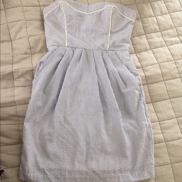 BCX Dresses & Skirts - Seersucker light blue strapless dress