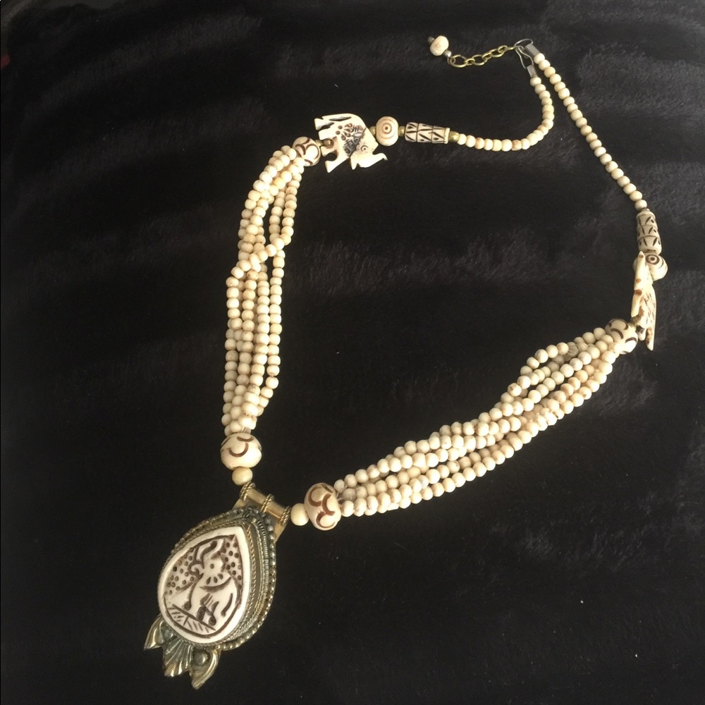 Chico's Ivory Look Elephant Statement Necklace