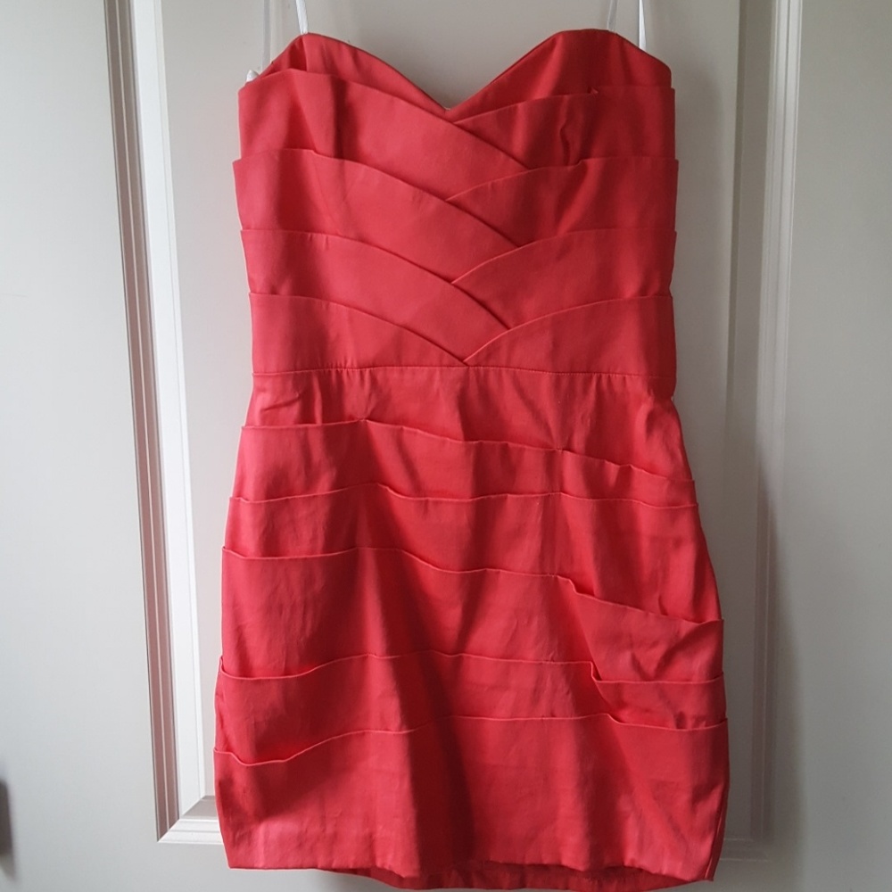 Coral  Strapless Dress
