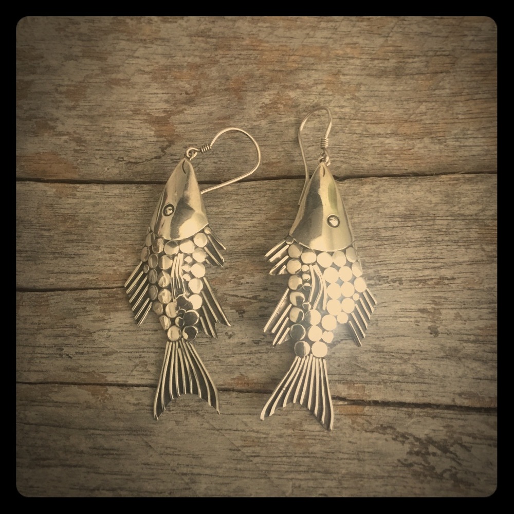 Fish Hook Sterling Silver Earrings