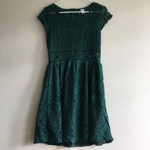 Forest green lace dress