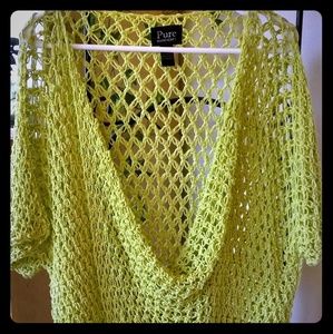 Pure hand knit lime green cover-up