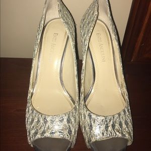 Silver sparkle heels