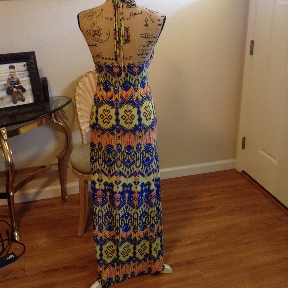 Derek Heart Multi Colored Halter Maxi Dress - Picture 2 of 7