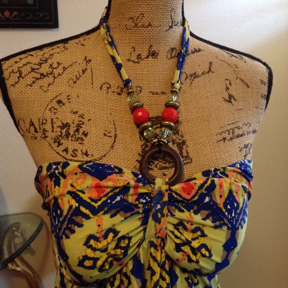 Derek Heart Multi Colored Halter Maxi Dress - Picture 4 of 7