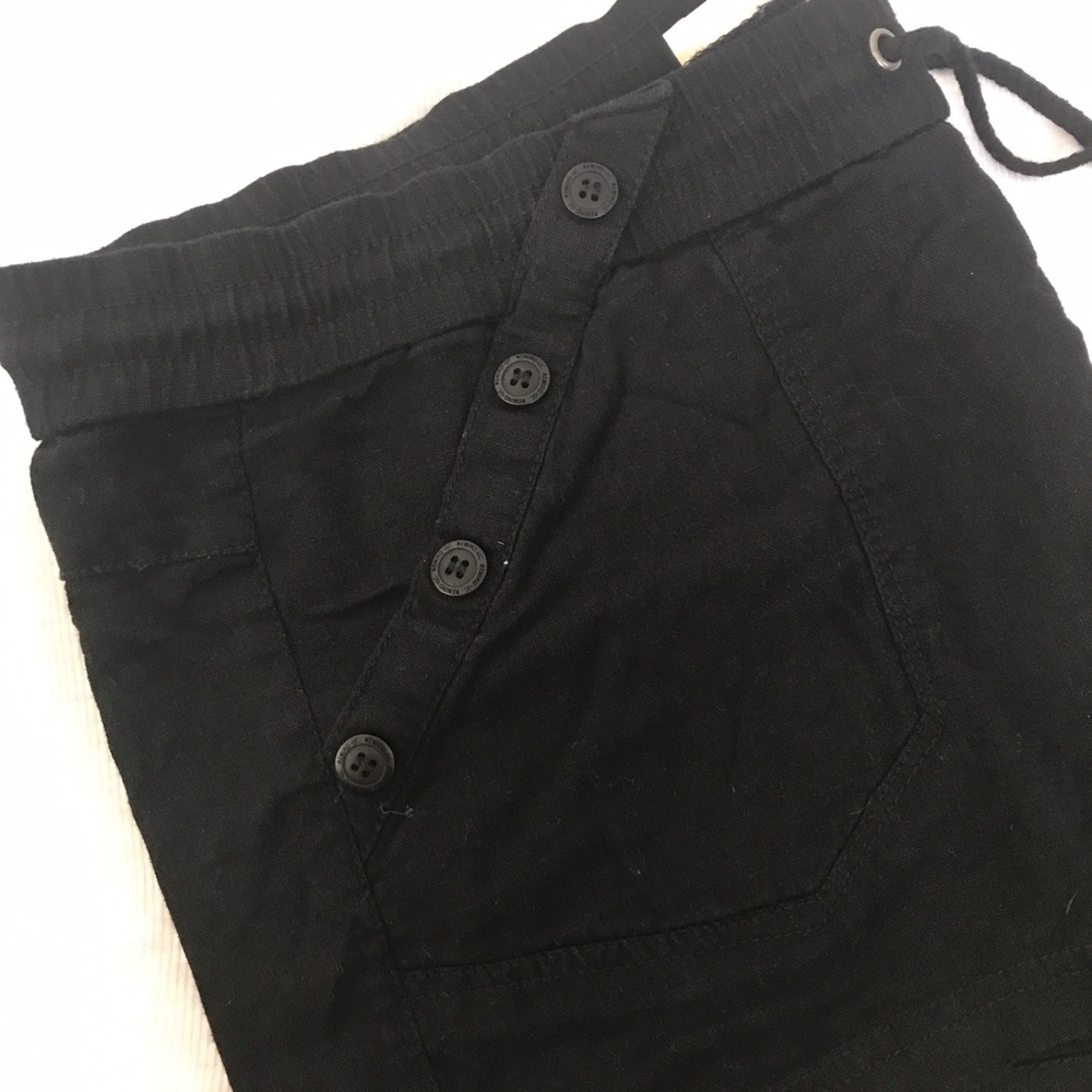 Black linen shorts