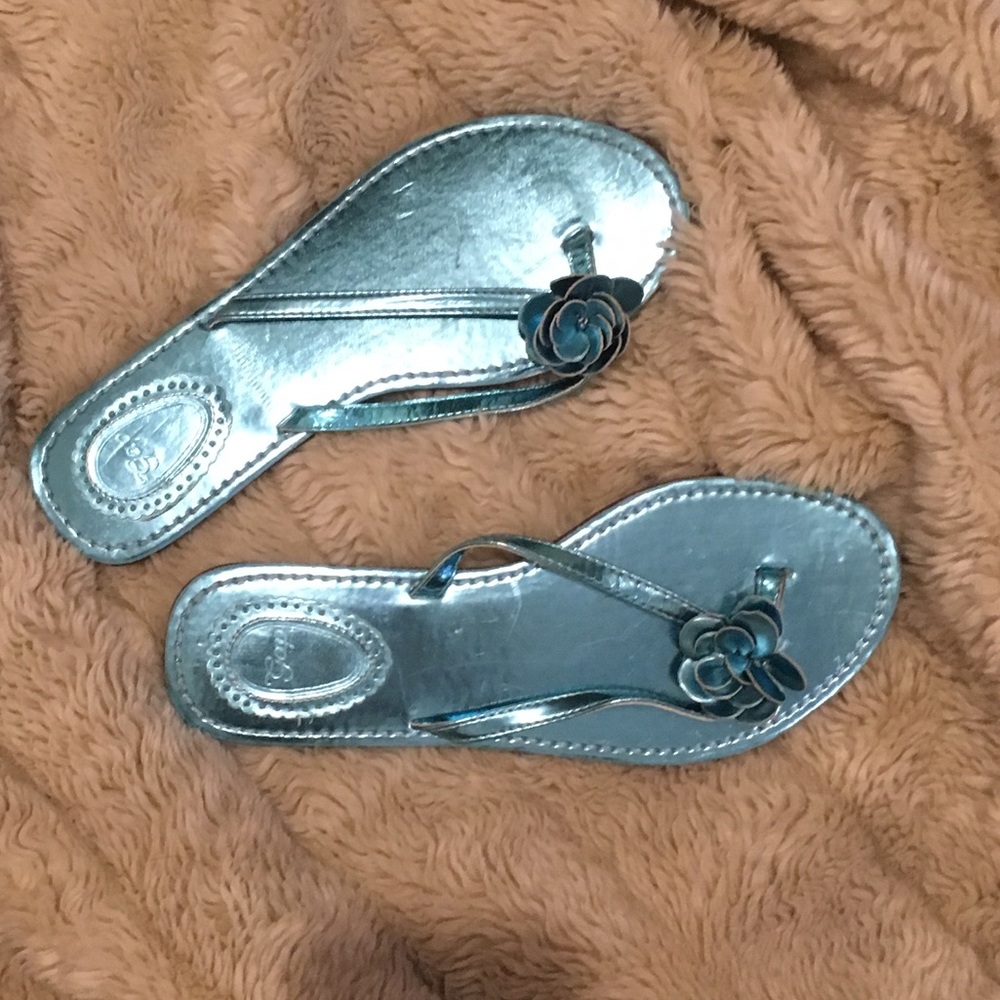 NEW girls Gap Blue Metallic Sandals 3/4