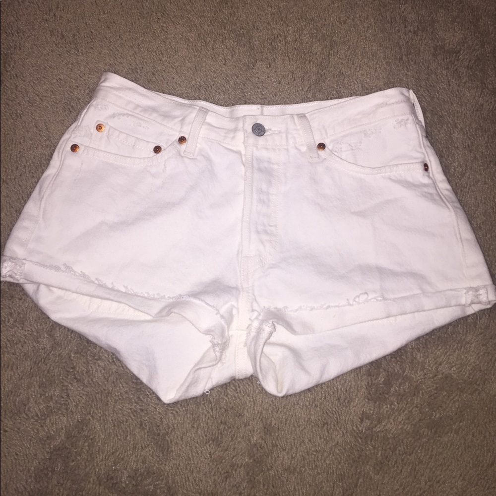 Levi's 501 frayed high rise shorts