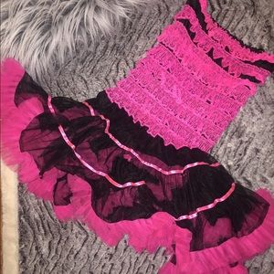 Ruffle Pink & Black mini dress