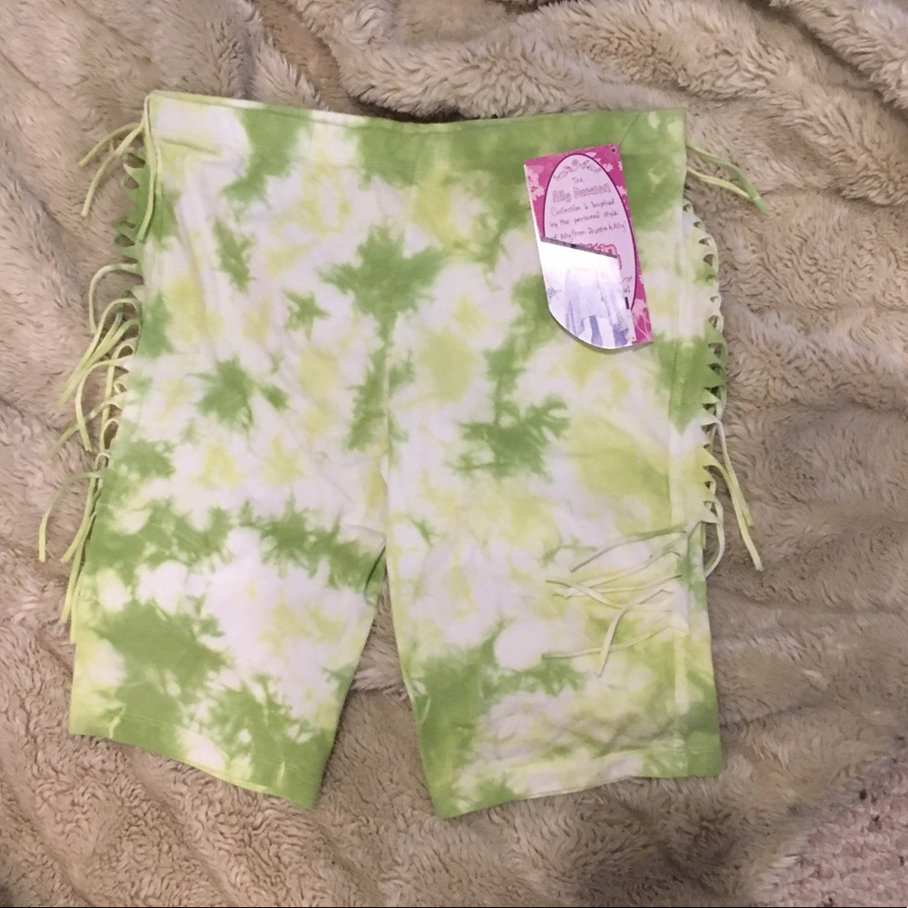 Disney green tie-dye shorts with fringe girls XL