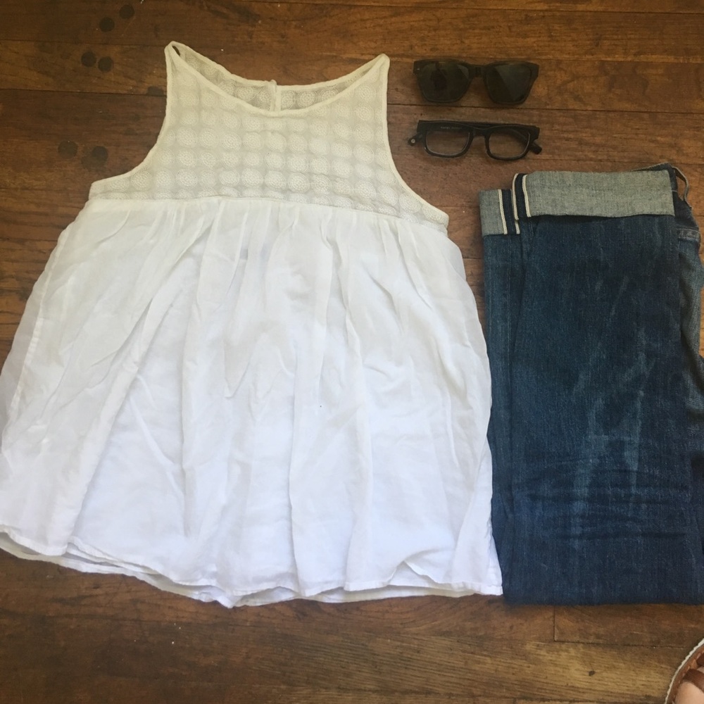 White Empire waist J. Crew summer top