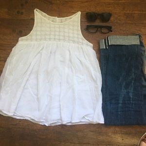 White Empire waist J. Crew summer top