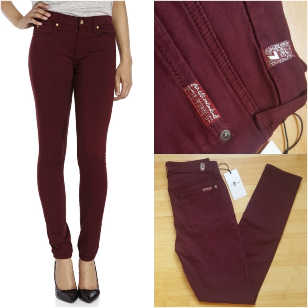 💥NWT💥 7 For All Mankind burgundy skinny jeans ❤