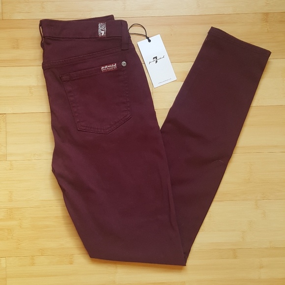 💥NWT💥 7 For All Mankind burgundy skinny jeans ❤ - Picture 3 of 4