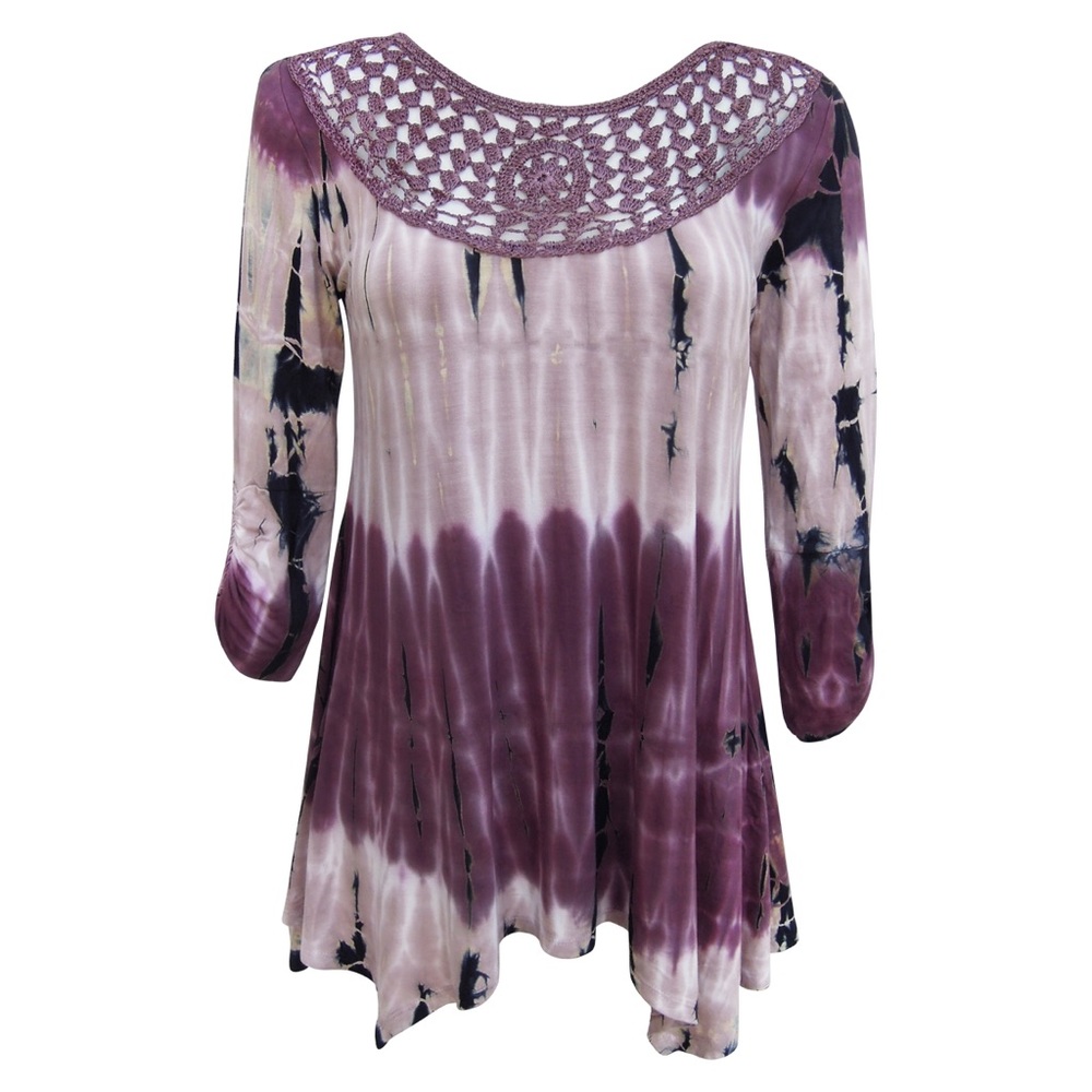 "Nature Art" crochet insert tunic, color: fig