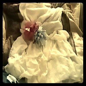 Strapless tan lace over lay top