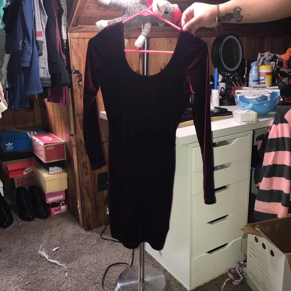 American apparel red velvet dress