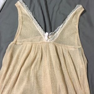 Sparkle & fade gold sheer see through tank top