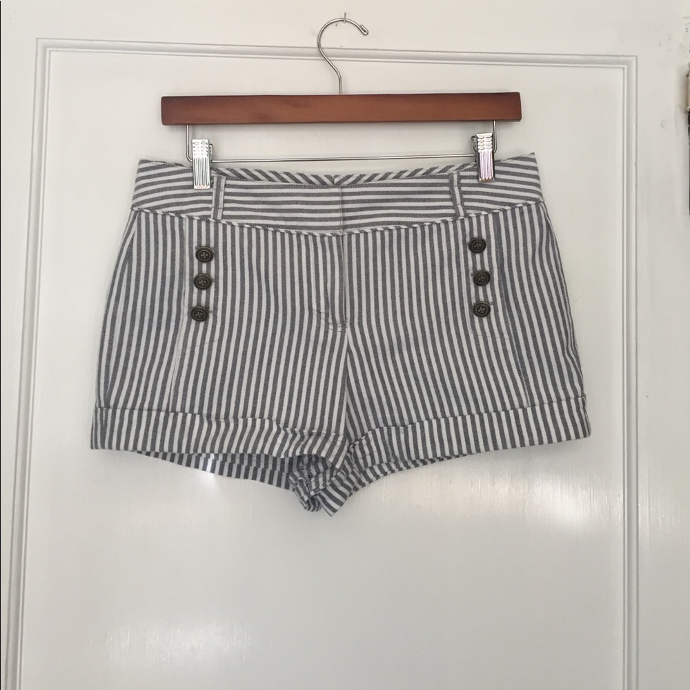 White/Navy Striped Shorts