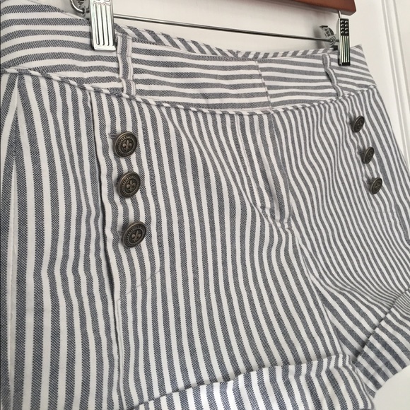 White/Navy Striped Shorts - Picture 3 of 3