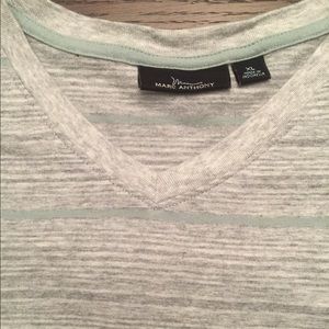 Grey shirt with grey and mint green stripes