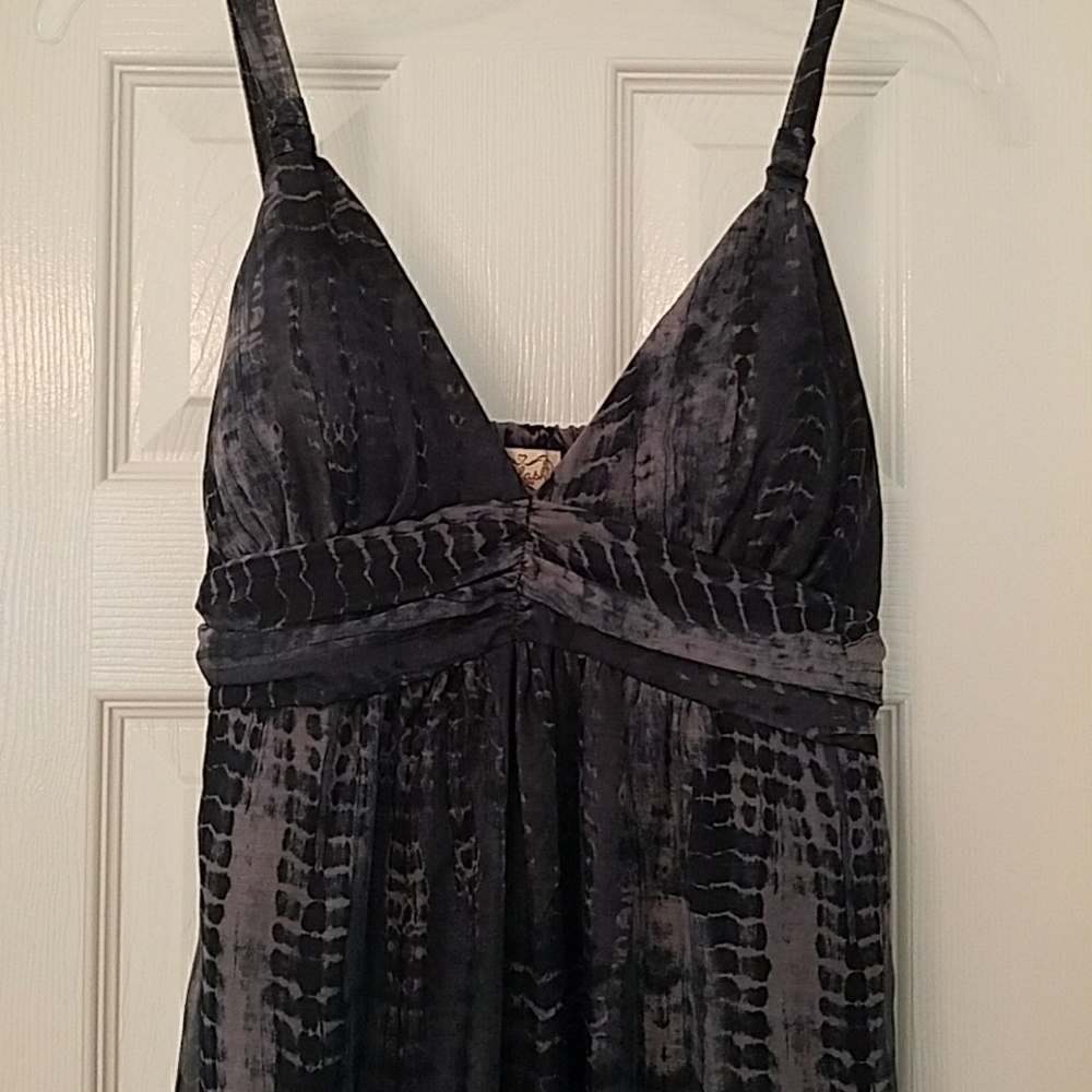 Grey tie dye print maxi dress