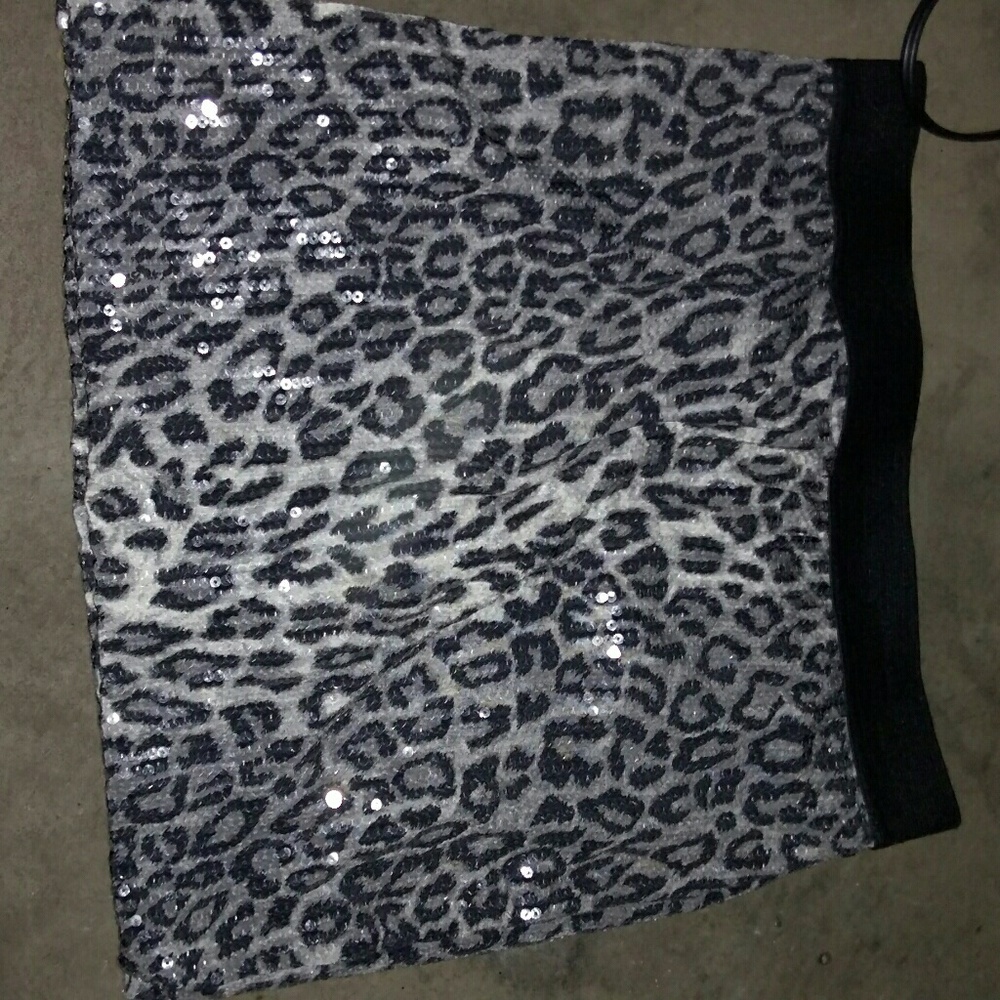 Leopard glitter club mini skirt