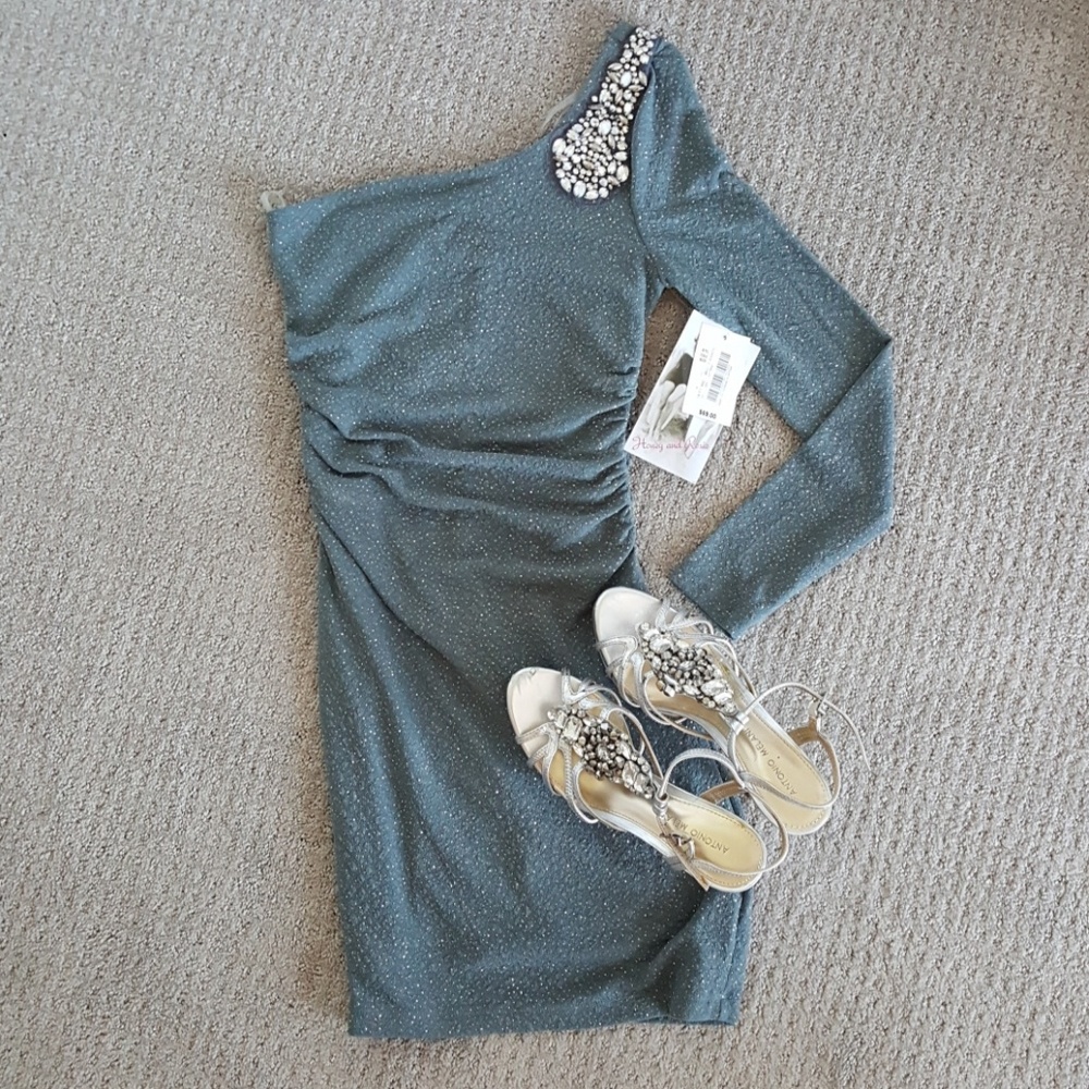 One Shoulder Breaded Cocktail Dress