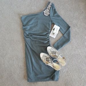 One Shoulder Breaded Cocktail Dress