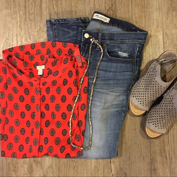 J. Crew Factory Tops - 🍋 • j. crew factory • printed drapey henley tunic