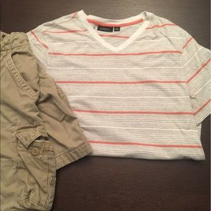 Grey Marc Anthony shirt with few orange stripes
