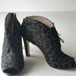 Black Leopard Print Calf Hair Booties