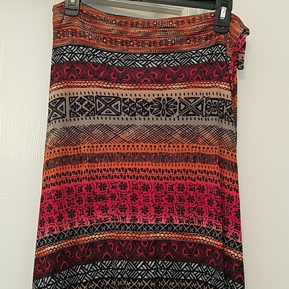Bold colors tribal print maxi skirt