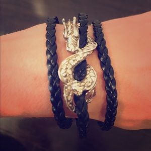 Braided leather and silver John Hardy bracelet