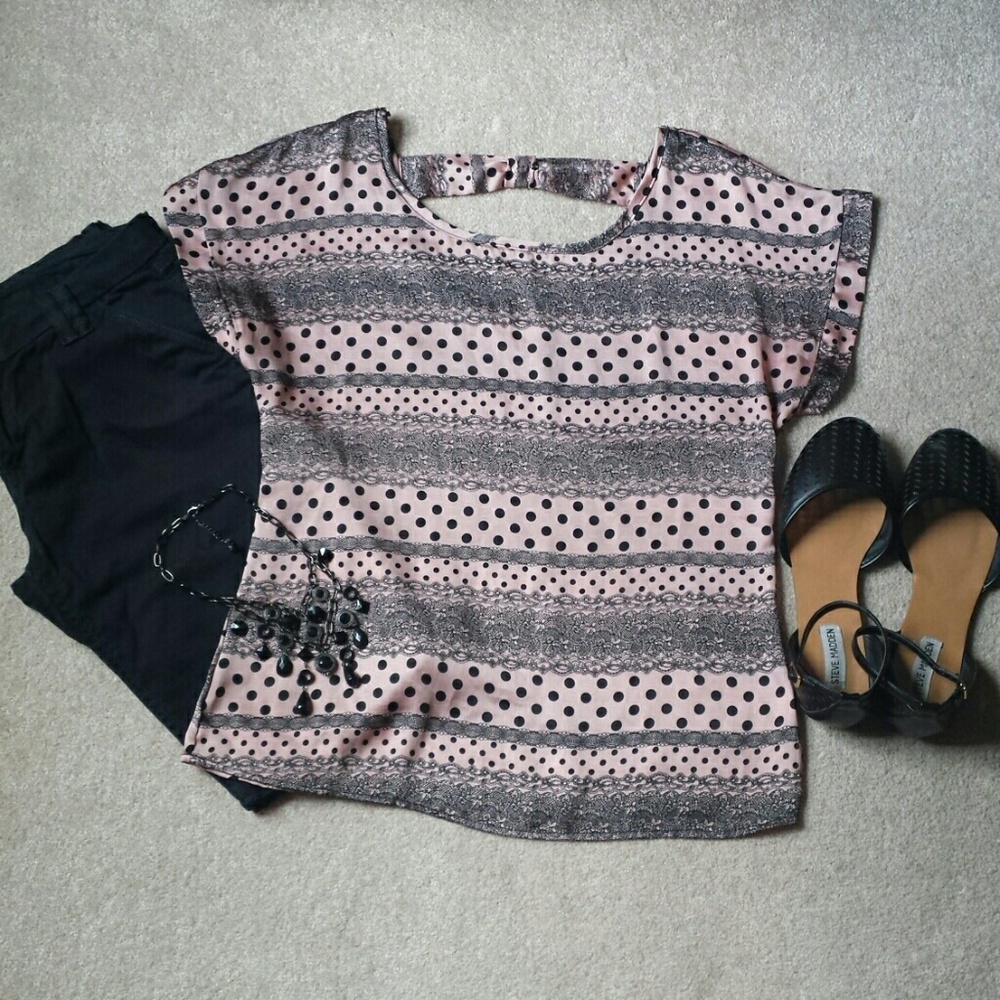 SOLD*Rumors Blush & Black Blouse*SOLD - Picture 1 of 6