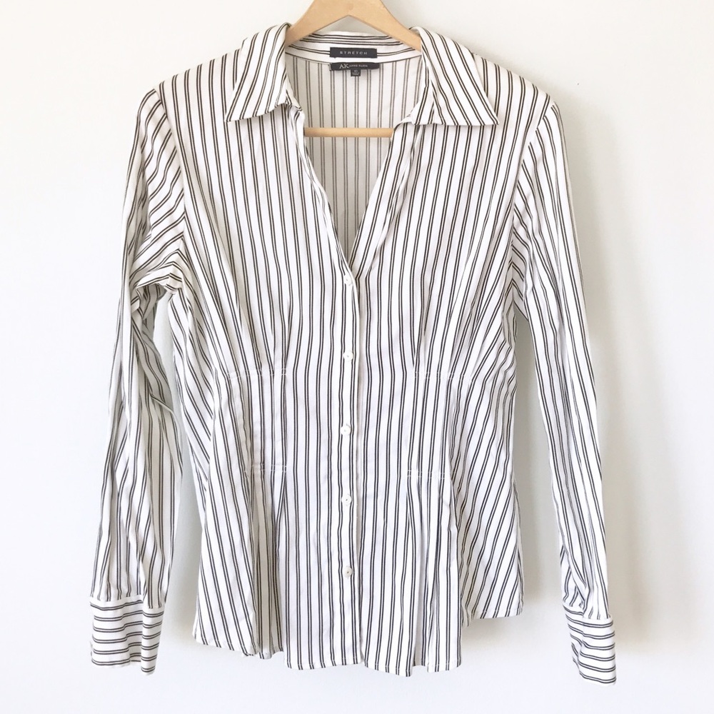 Flattering Anne Klein Striped Dress Shirt
