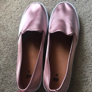 Metallic pink slip ons from H&M