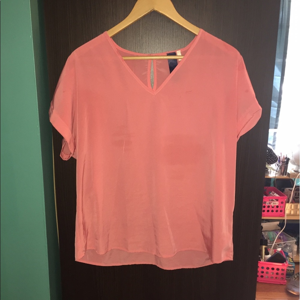 Salmon sheer blouse